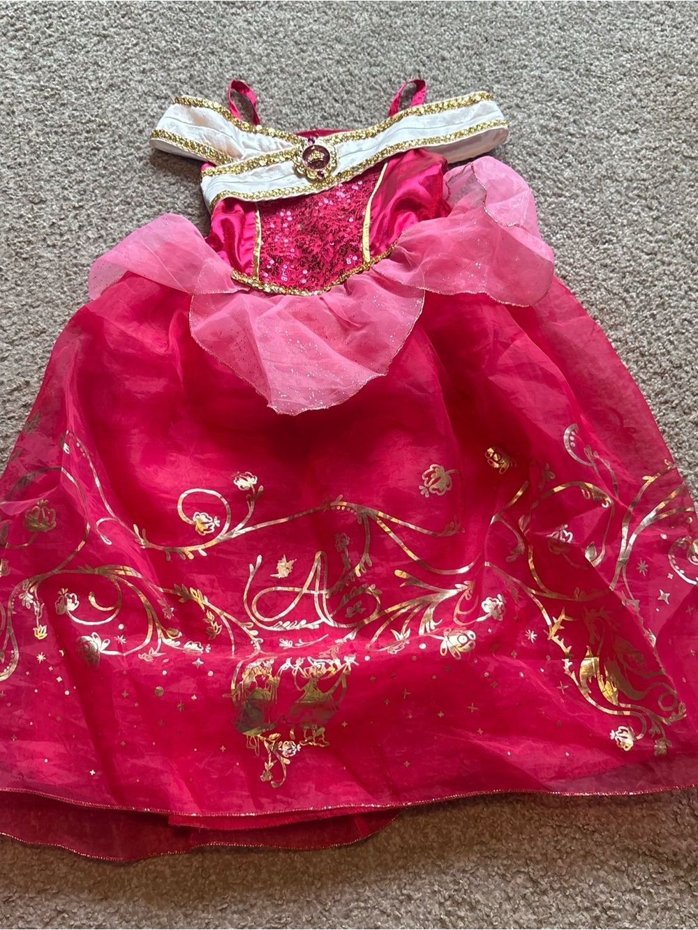 Disney Store Aurora Dress Sz 5/6 Gown Sleeping Beauty Pink Halloween World Land
